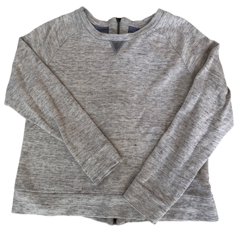 J Brand Gray Linen Cotton Back Zip Sweatshirt Raglan Sleeve JWFL203311 L